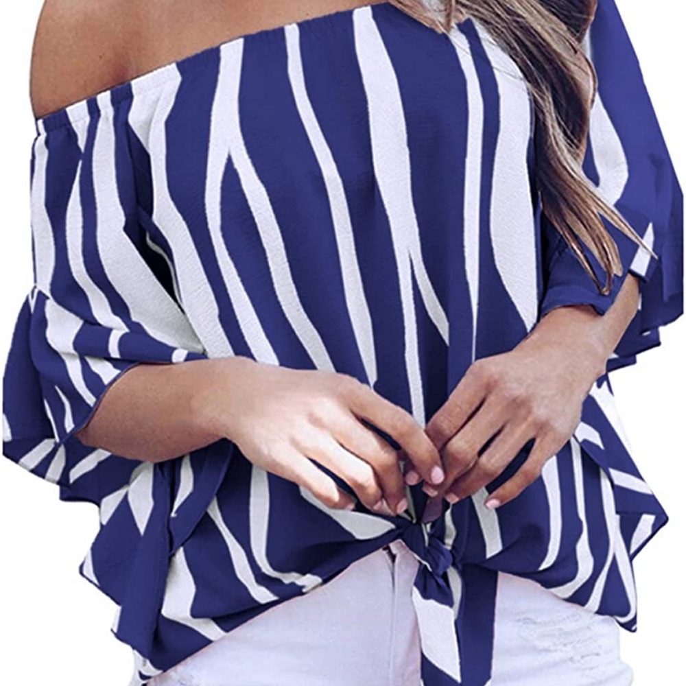 Blue off shoulder top
